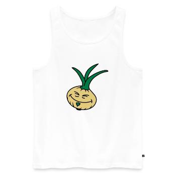 Funny Onion - Männer Premium Bio Tank Top - Weiß - Vorne - AI Model Male 178 light (178cm)