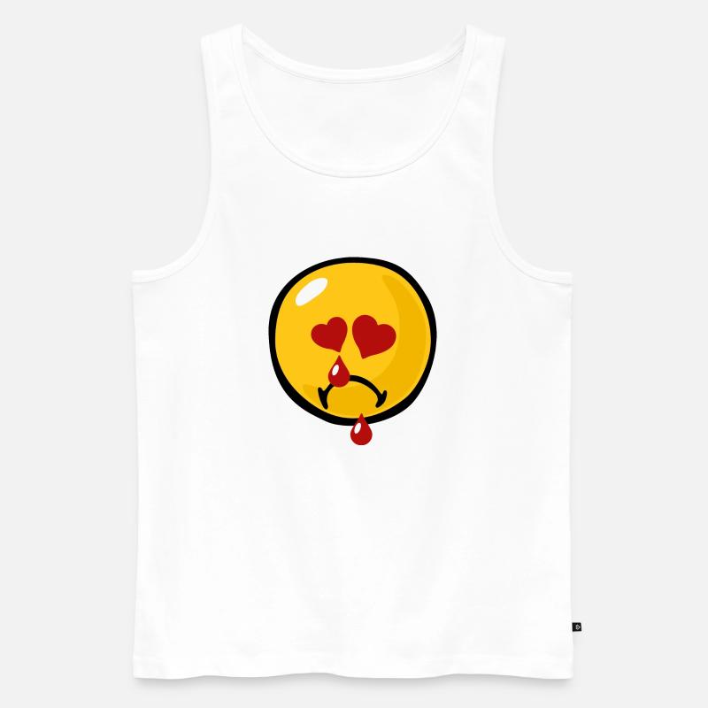 Smiley Sadness Heartbroken - Männer Premium Bio Tank Top - Weiß