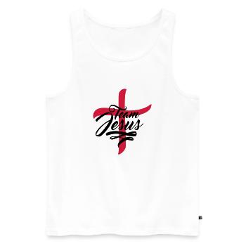 kreuz symbol team crew freunde jesus christus cool - Männer Premium Bio Tank Top - Weiß - Vorne - Michal (187cm)