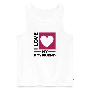 i love my boyfriend - Männer Premium Bio Tank Top - Weiß - Vorne - Michal (187cm)