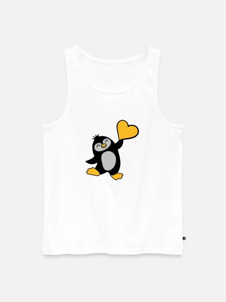 Friendly penguin shows heart - Men's Premium Organic Tank Top - white