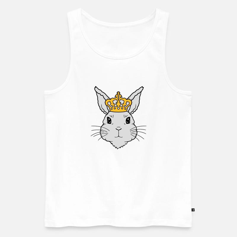 King Rabbit Crown Visage - Débardeur bio Premium Homme - blanc