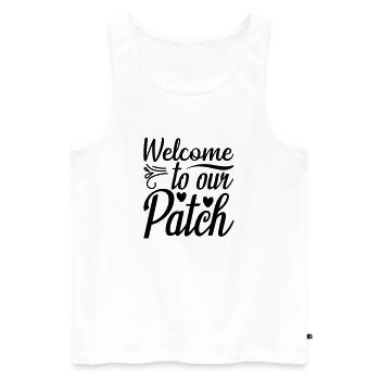 25 welcome to our patch - Men's Premium Organic Tank Top - white - Front - Michal (187cm)