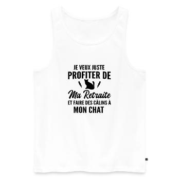 retraite et chat / humour retraite - Débardeur bio Premium Homme - blanc - Devant - Michal (187cm)