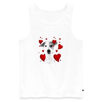 Jack Russell with hearts - Men's Premium Organic Tank Top - white - Front - AI Model Male 178 light (178cm)