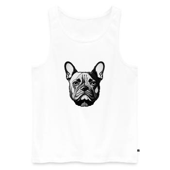 Illustration de portrait de bouledogue français - Débardeur bio Premium Homme - blanc - Devant - Michal (187cm)