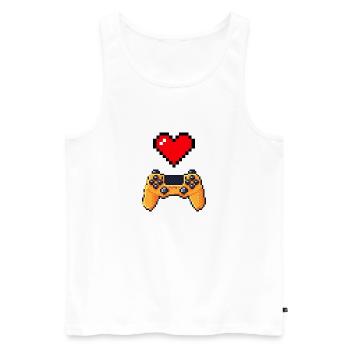 Manette coeur retro gaming - Débardeur bio Premium Homme - blanc - Devant - AI Model Male 178 light (178cm)