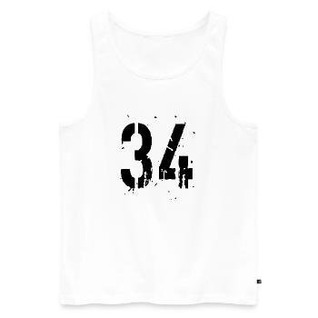 34 Nombre 34 - Débardeur bio Premium Homme - blanc - Devant - Michal (187cm)