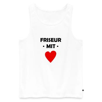 Friseur mit Herz - Haare schneiden - Haarschnitt - Männer Premium Bio Tank Top - Weiß - Vorne - Michal (187cm)