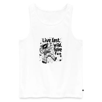 Lebe f.., sei wild und hab Spaß - Männer Premium Bio Tank Top - Weiß - Vorne - AI Model Male 178 light (178cm)