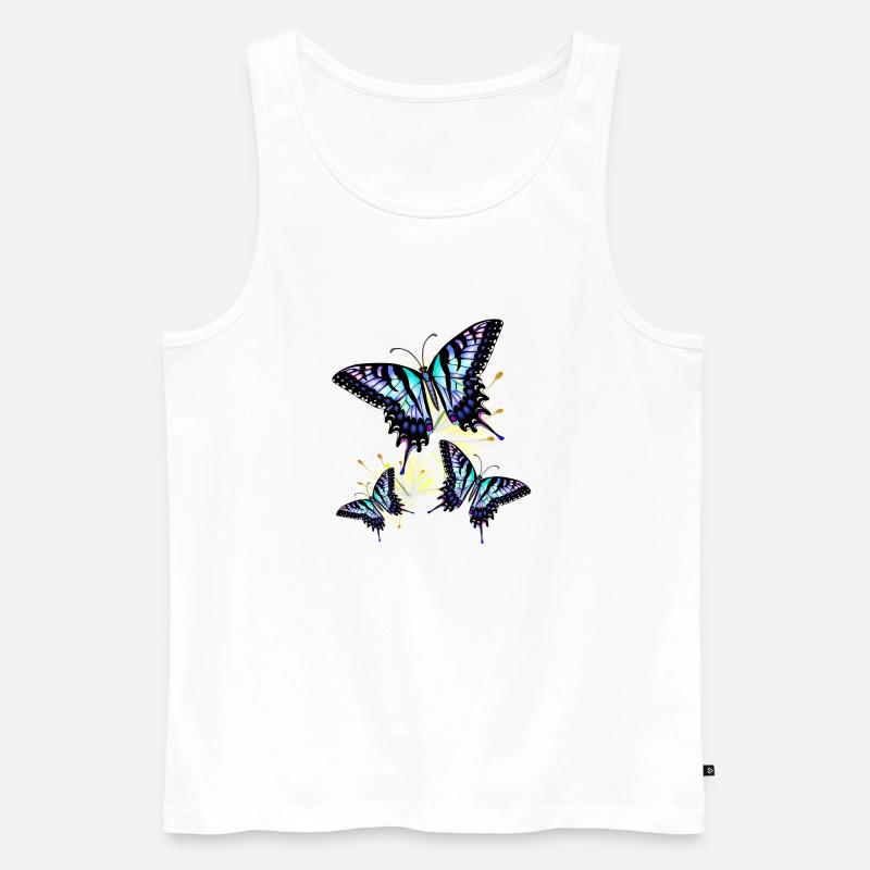 Blauer Schwalbenschwanz - Männer Premium Bio Tank Top - Weiß
