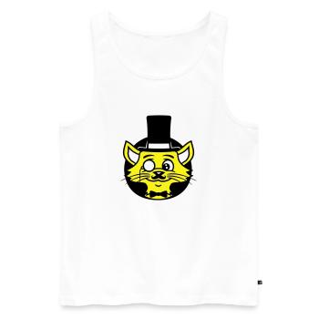 Sir Cat Gentleman Chapeau haut de forme Monocle Rich Gentleman - Débardeur bio Premium Homme - blanc - Devant - AI Model Male 178 light (178cm)