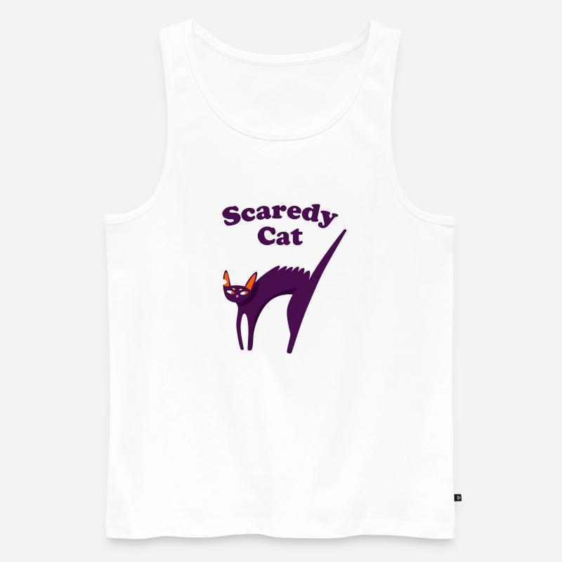 Scaredy Cat - Männer Premium Bio Tank Top - Weiß