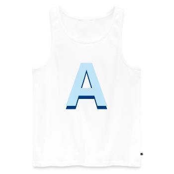 Lettre a bleu pop et moderne - Débardeur bio Premium Homme - blanc - Devant - Michal (187cm)