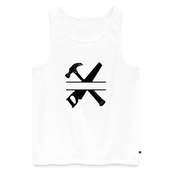 Hammer and saw crossed banner - Men's Premium Organic Tank Top - white - Front - Michal (187cm)