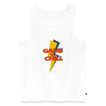 Game 'n Chill - Men's Premium Organic Tank Top - white - Front - AI Model Male 178 light (178cm)