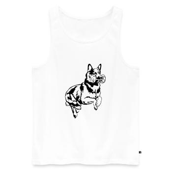 BERGER ALLEMAND Sprung Wilsigns - Débardeur bio Premium Homme - blanc - Devant - Michal (187cm)