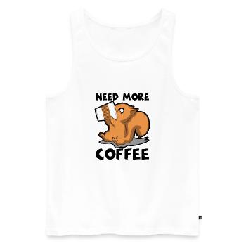 Café, Chipmunk, Fatigué, Lundi, Humour de bureau - Débardeur bio Premium Homme - blanc - Devant - AI Model Male 178 light (178cm)