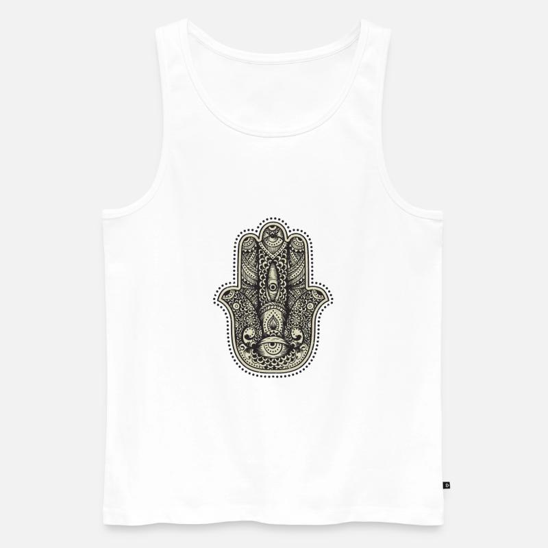 Mandala Hand - Männer Premium Bio Tank Top - Weiß
