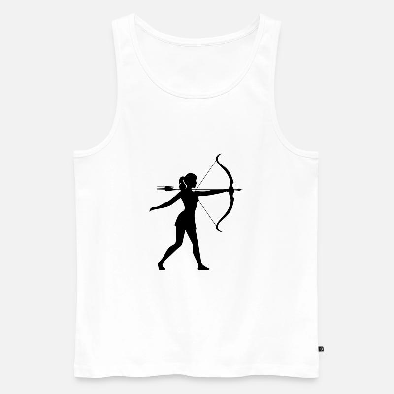Bogenschießen Frau Silhouette - Männer Premium Bio Tank Top - Weiß
