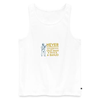 Ne sous-estimez jamais un banjo de vieil homme - Débardeur bio Premium Homme - blanc - Devant - Michal (187cm)