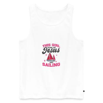 Sail Sailor This Girl Runs On Jesus And Sailing - Men's Premium Organic Tank Top - white - Front - AI Model Male 178 light (178cm)