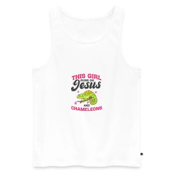 Reptiles This Girl Runs On Jesus And Chameleons - Men's Premium Organic Tank Top - white - Front - Michal (187cm)