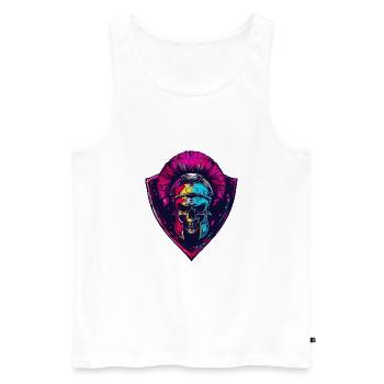 Spartaner Totenkopf Gladiator - Männer Premium Bio Tank Top - Weiß - Vorne - Michal (187cm)