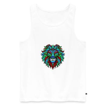 Löwe Porträt Bunt - Männer Premium Bio Tank Top - Weiß - Vorne - AI Model Male 178 light (178cm)
