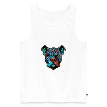 Bouledogue chien portrait coloré - Débardeur bio Premium Homme - blanc - Devant - Michal (187cm)
