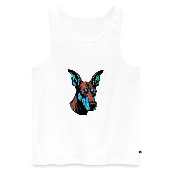 Doberman Dog Portrait Colorful - Men's Premium Organic Tank Top - white - Front - Michal (187cm)