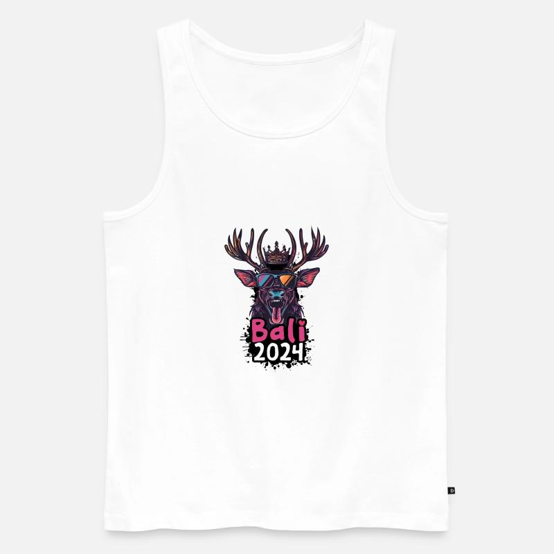 Bali 2024 Hirsch - Männer Premium Bio Tank Top - Weiß