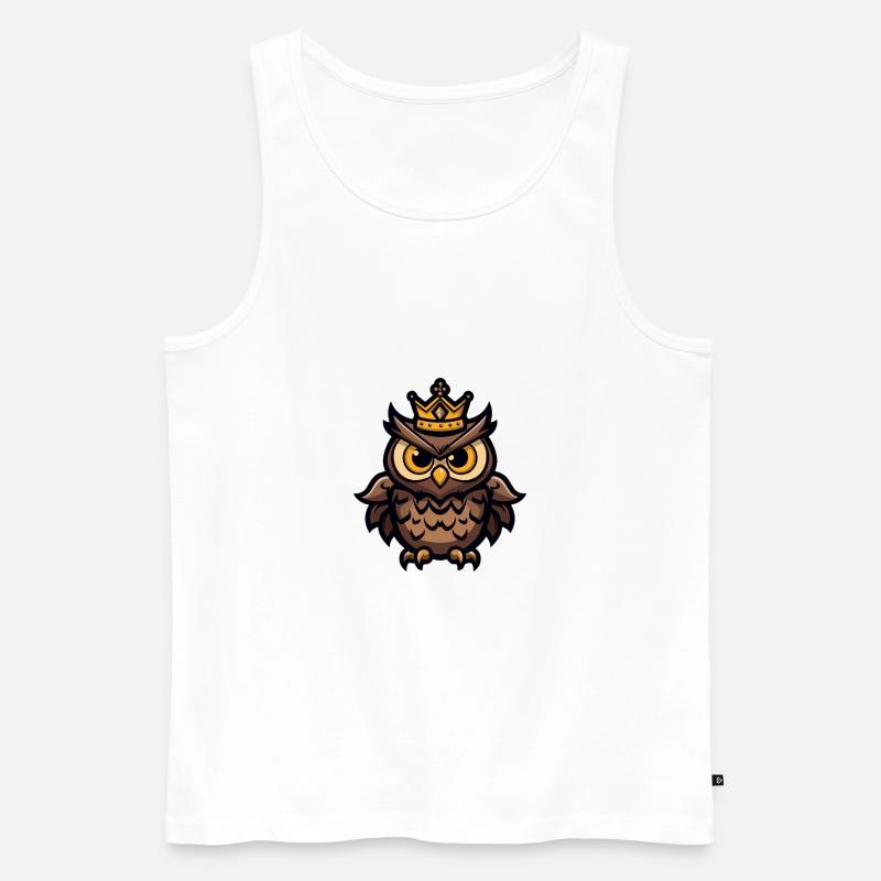 Eule Comic Krone - Männer Premium Bio Tank Top - Weiß