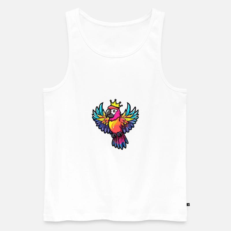 Papagai Comic Krone - Männer Premium Bio Tank Top - Weiß