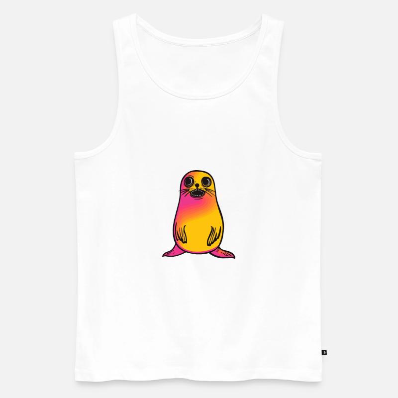 Robbe Tier Halloween Comic - Männer Premium Bio Tank Top - Weiß