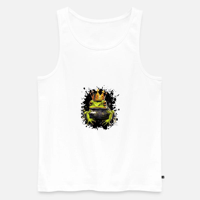 Frosch Krone - Männer Premium Bio Tank Top - Weiß