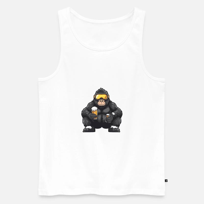 Gorilla Ski Bier - Männer Premium Bio Tank Top - Weiß