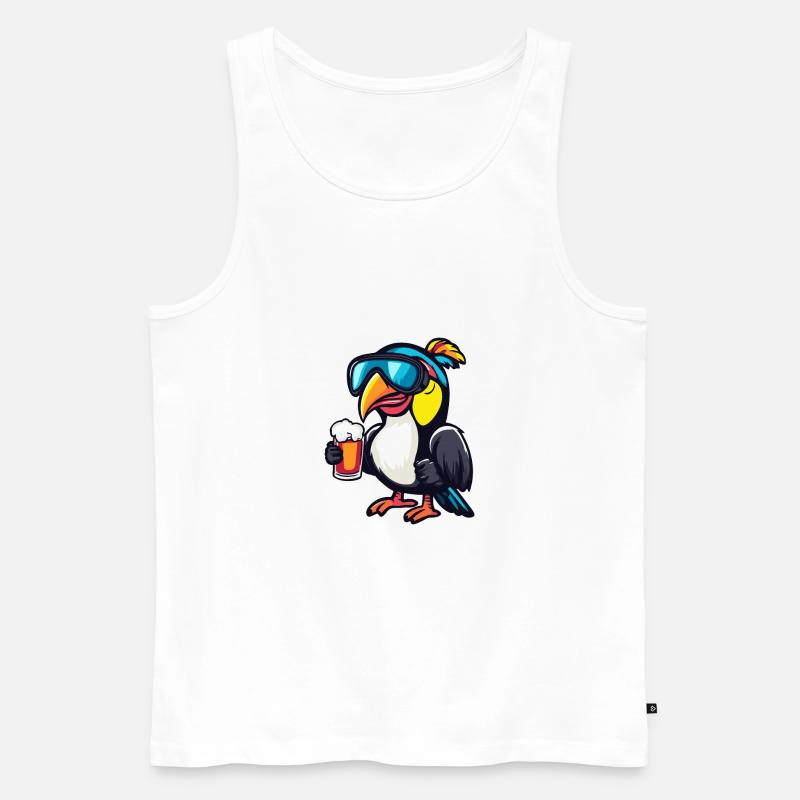 Tukan Vogel Ski Bier - Männer Premium Bio Tank Top - Weiß