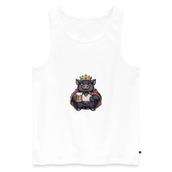 Schwein Bier Lustig Wildschwein - Männer Premium Bio Tank Top - Weiß - Vorne - Michal (187cm)