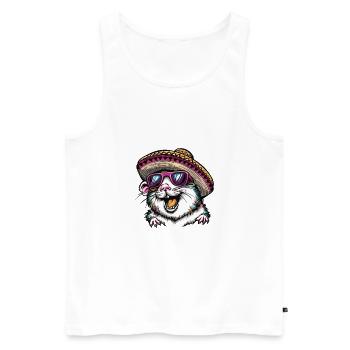 Hamster Lustig Sombrero - Männer Premium Bio Tank Top - Weiß - Vorne - Michal (187cm)
