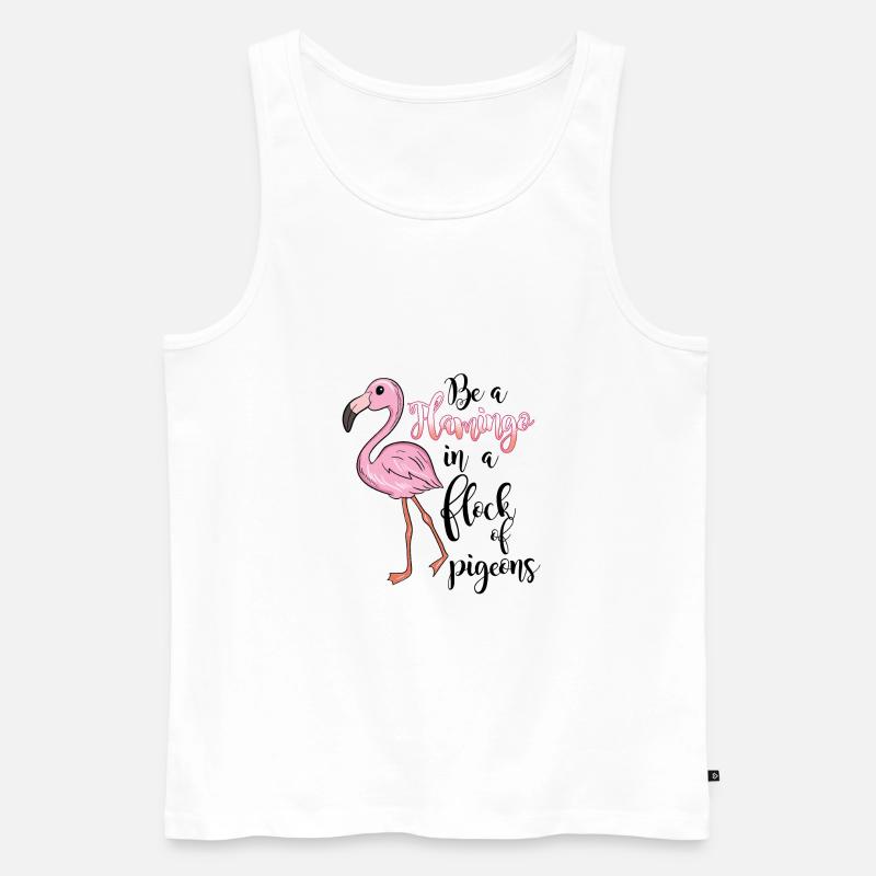 Flamingo mit witzigem Spruch - Männer Premium Bio Tank Top - Weiß
