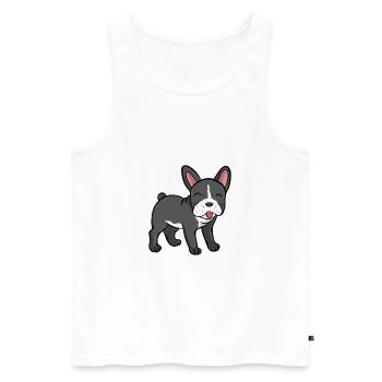 Bulldog français - Débardeur bio Premium Homme - blanc - Devant - Michal (187cm)