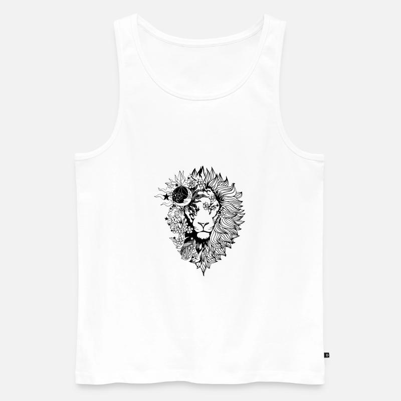 Löwe mit Blumen - Männer Premium Bio Tank Top - Weiß