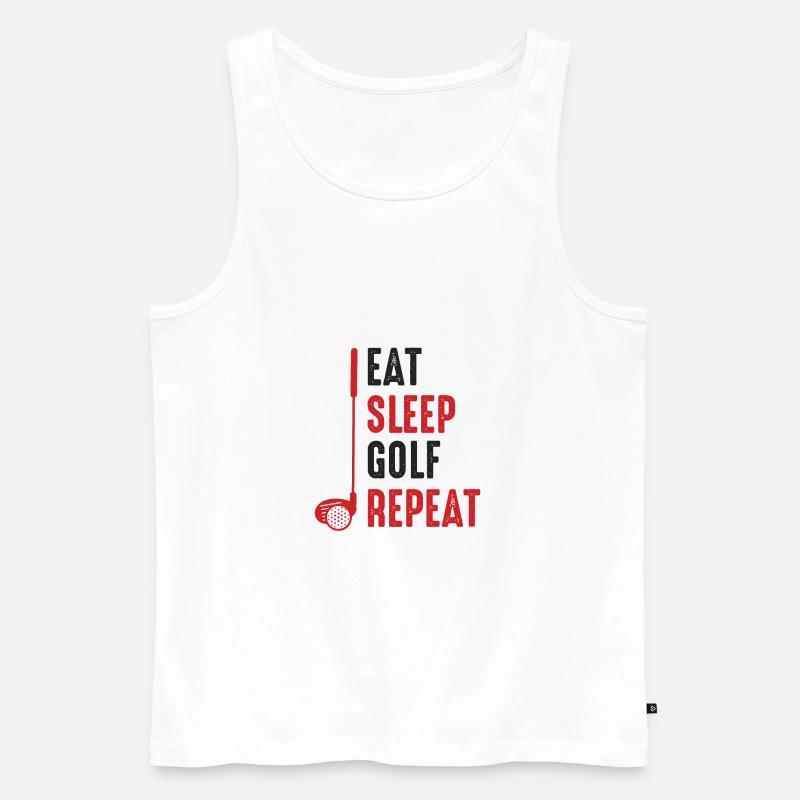 Eat Sleep Golf Repeat - Männer Premium Bio Tank Top - Weiß