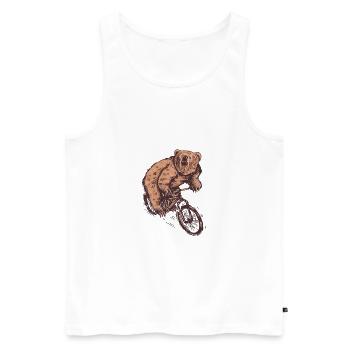 CYCLIST BEAR - Men's Premium Organic Tank Top - white - Front - AI Model Male 178 light (178cm)