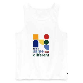 same same but different - Débardeur bio Premium Homme - blanc - Devant - AI Model Male 178 light (178cm)
