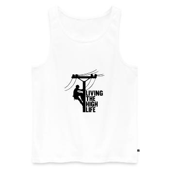 The high life - Men's Premium Organic Tank Top - white - Front - Michal (187cm)