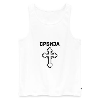 Cyrillique Croix Serbia Armoiries Yougoslavie - Débardeur bio Premium Homme - blanc - Devant - Michal (187cm)