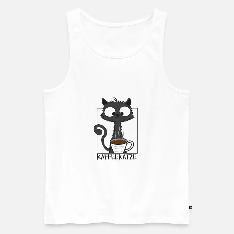 Kaffeekatze - Männer Premium Bio Tank Top - Weiß
