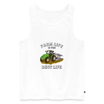 TRAKTOR PFLUG FARM LIFE IS THE BEST LIFE - Männer Premium Bio Tank Top - Weiß - Vorne - AI Model Male 178 light (178cm)
